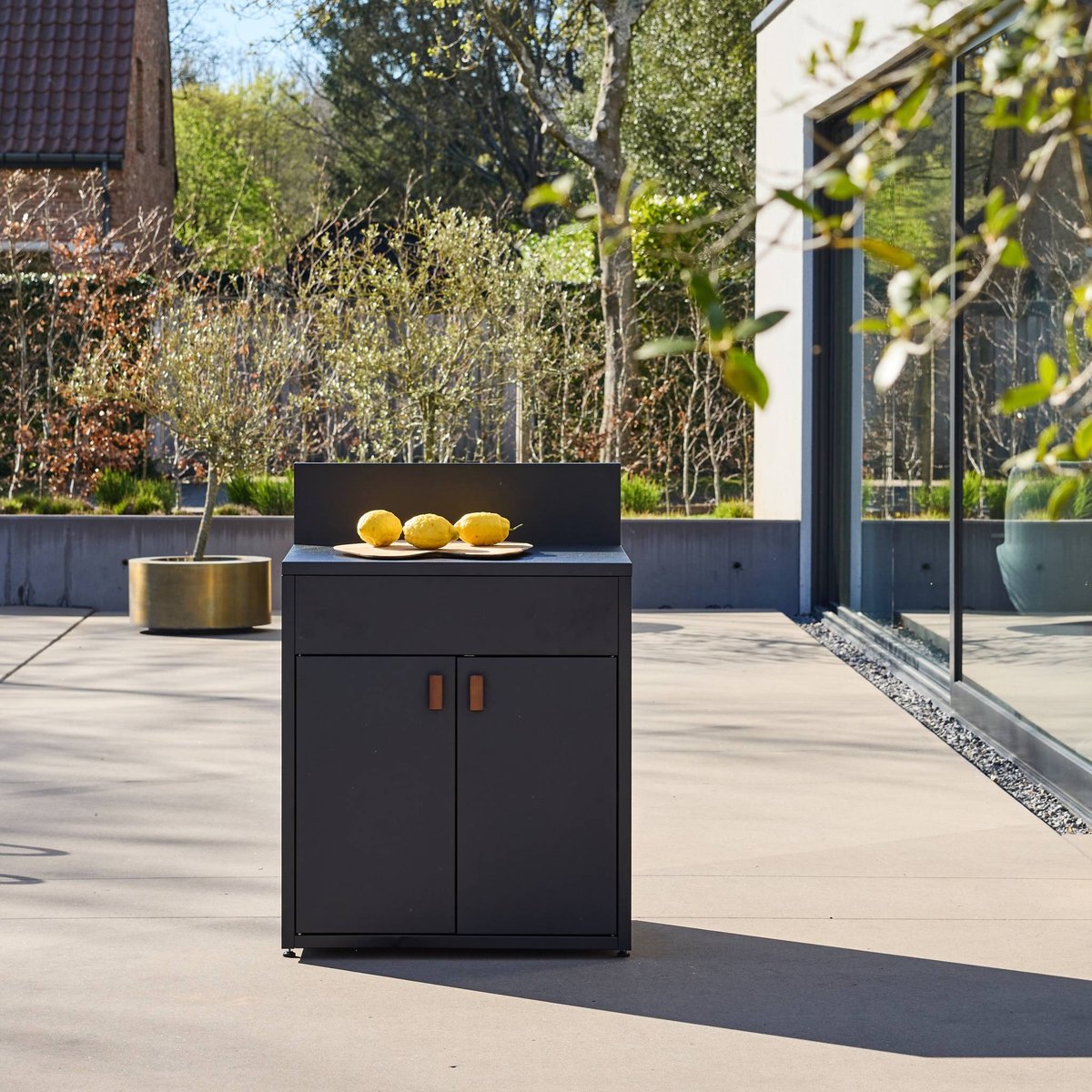 Module de cuisine extérieure acier 2 portes L80cm THIRA noir, SWEEEK