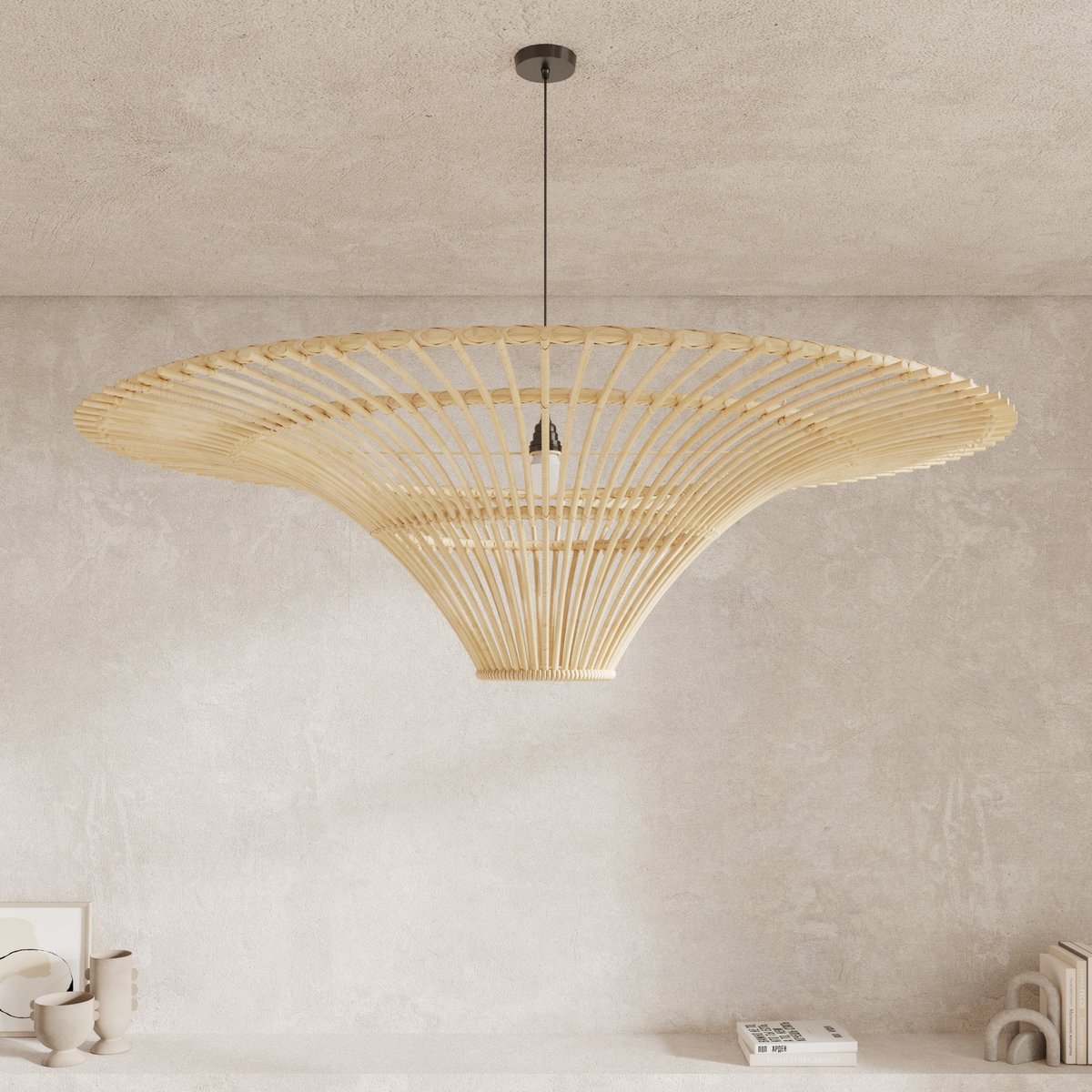 Abat-jour D120,5 cm en rotin - OLGA naturel, MAISON PAVANE