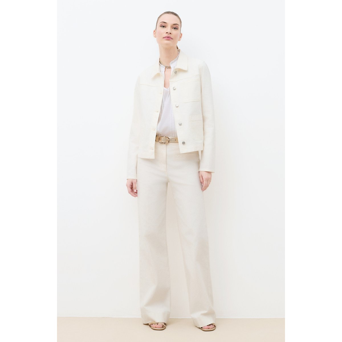 Blouson droit col chemise VMINATELLA ecru, CAROLL