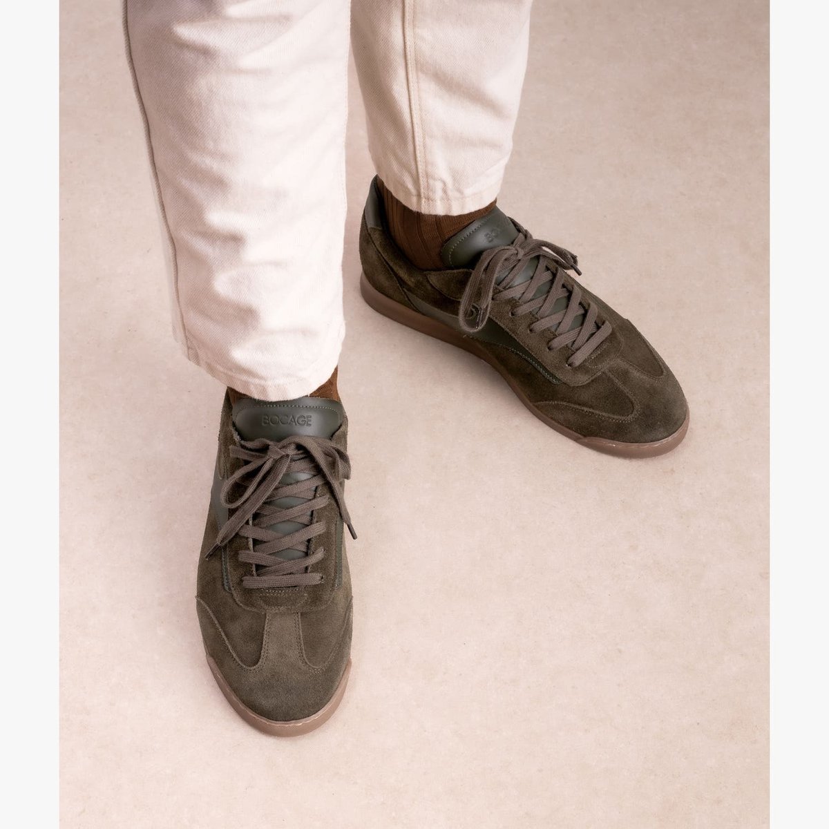 Basket en cuir TILIO vert kaki, BOCAGE