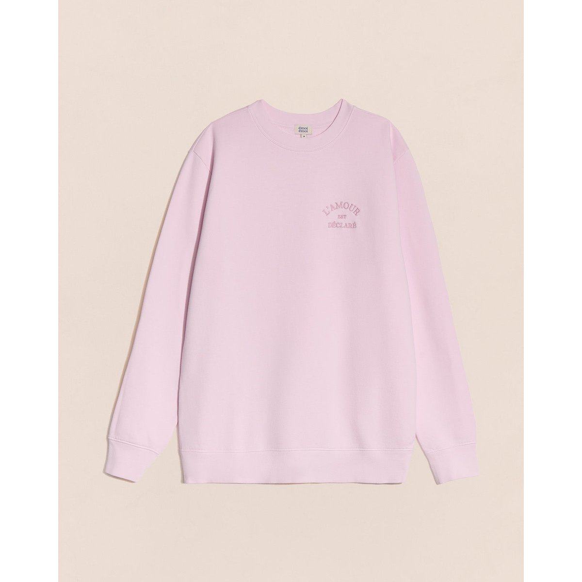 Sweat L'amour est déclaré brodé rose garment dye, EMOI EMOI