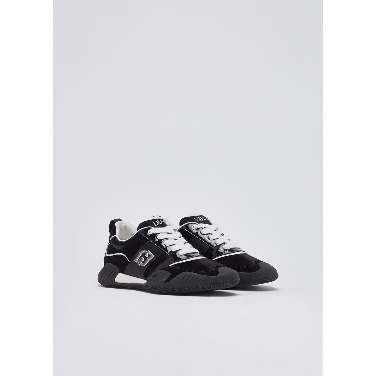 Baskets en nylon et cuir verni noir, LIU JO