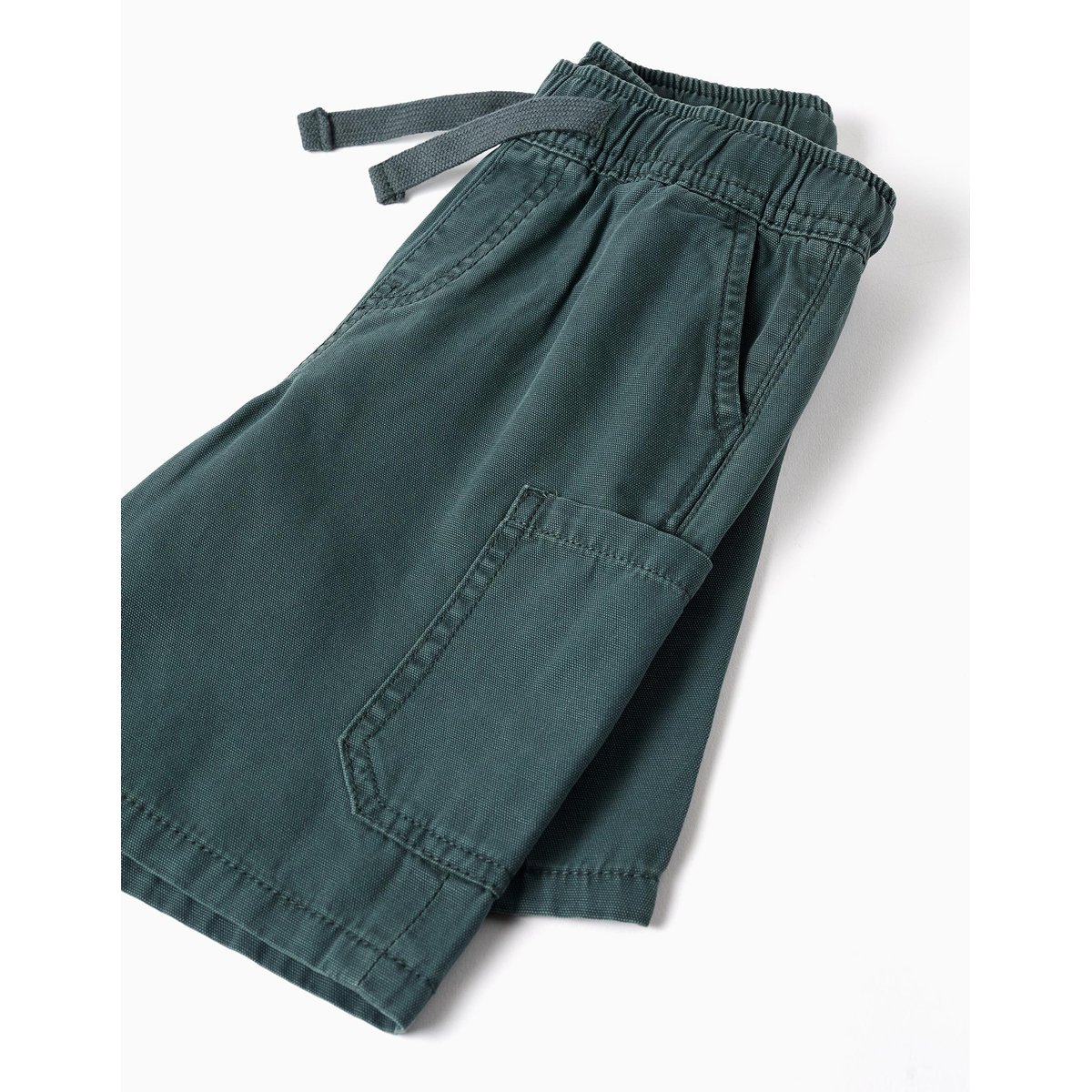 Short midi cargo en coton avec cordon de serrage vert foncé, ZIPPY