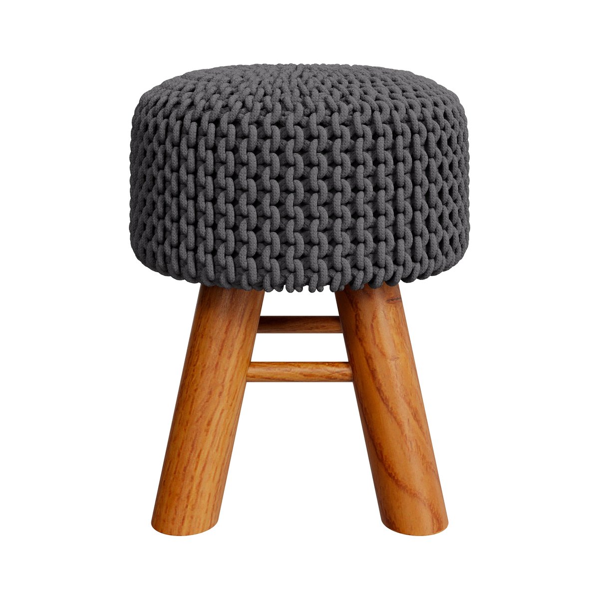 Petit tabouret tricot - LISA gris foncé, MAISON PAVANE