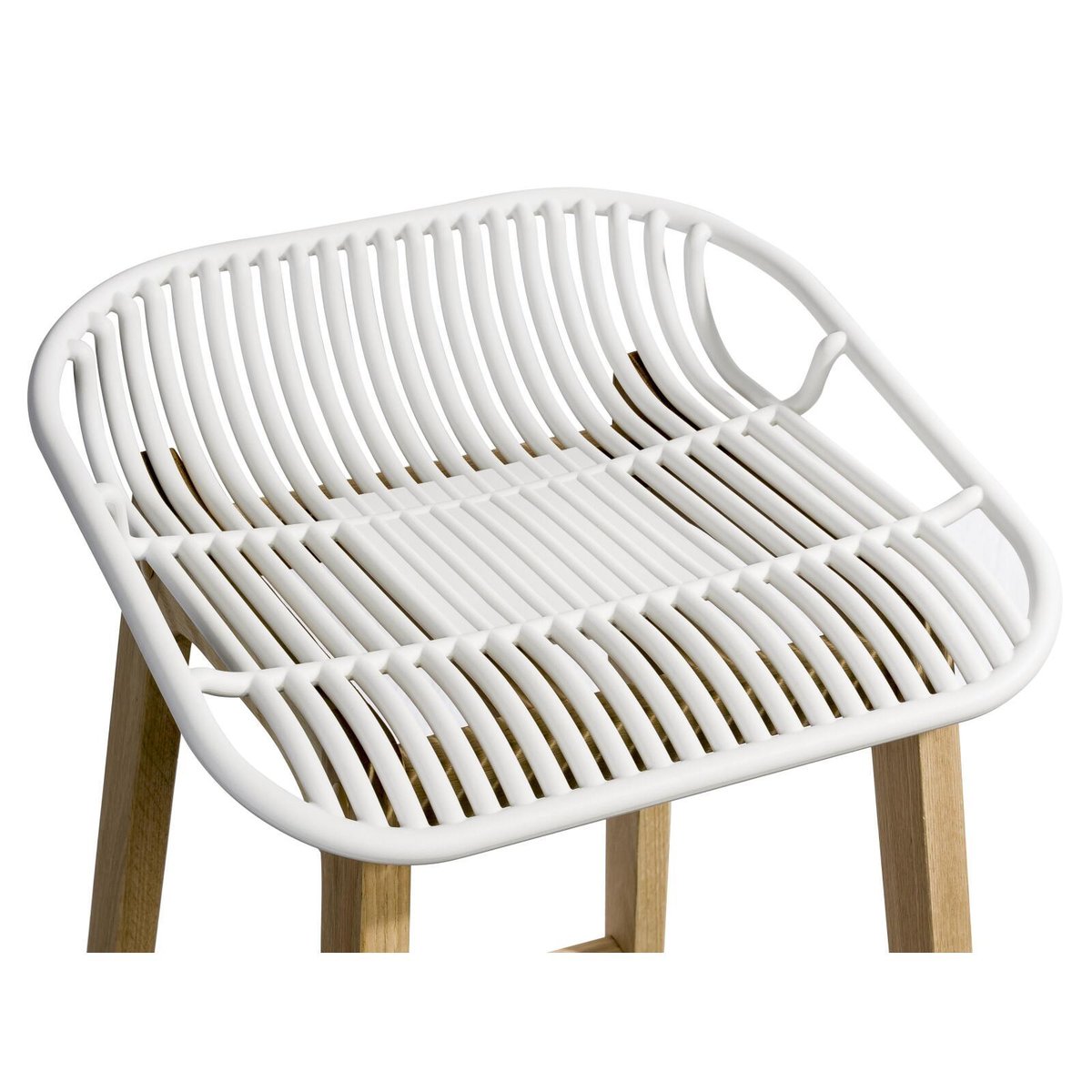 Lot de chaises d'îlot et bar en chêne et assise plastique 65cm MALMO | Lot de 8 blanc, MOB IN