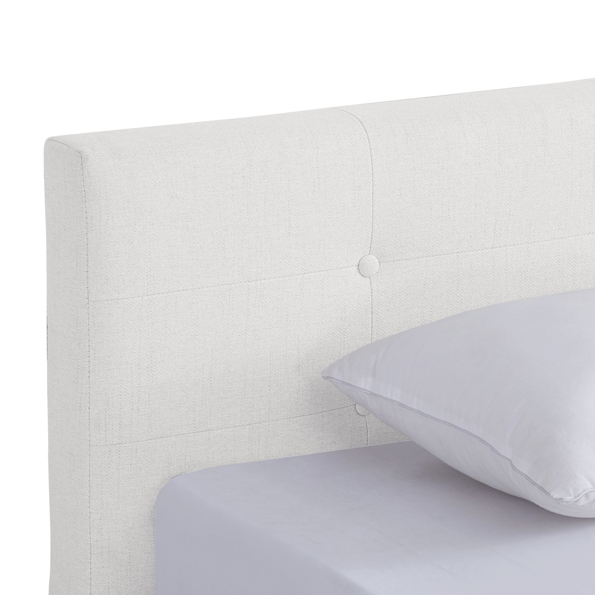 Lit avec tête de lit en tissu - MILO beige, HOMIFAB