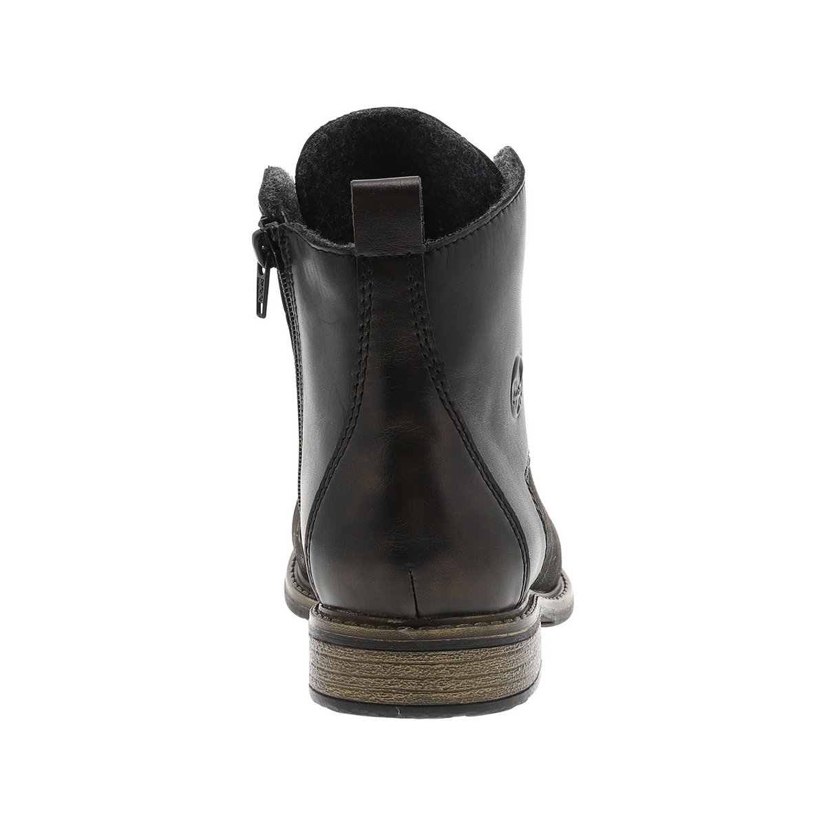 Bottines en cuir noires avec semelle à talon décroché bas et zip latéral noires, RIEKER