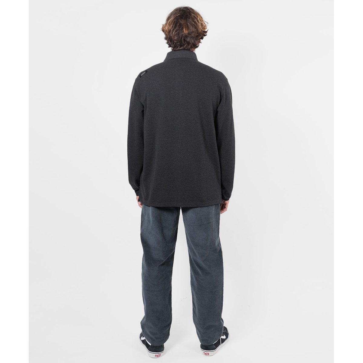 Polo manches longues STAPLE black heather, OXBOW