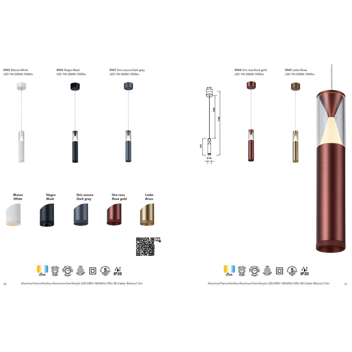Suspension en aluminium classique, D.4 , SPARK gris, MANTRA