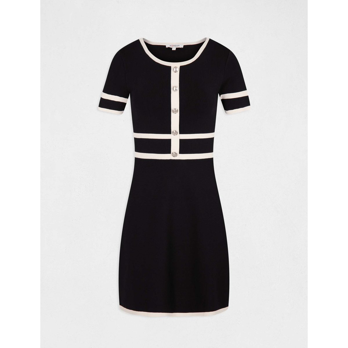 Robe pull droite manches courtes noir, MORGAN