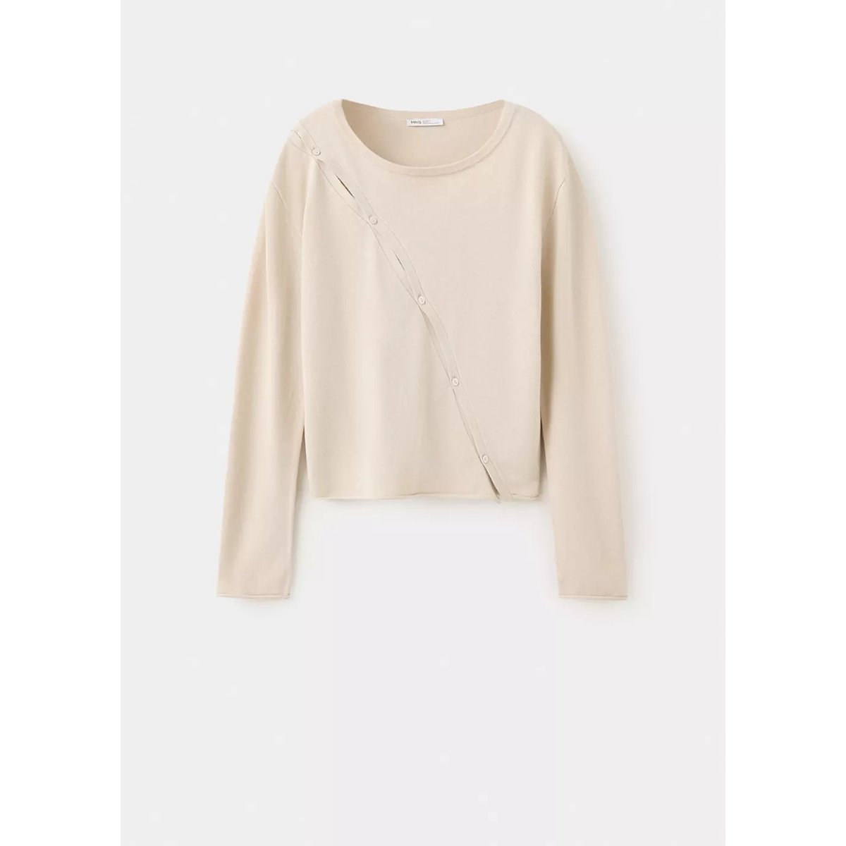 Cardigan en maille avec détail d’ouverture sable, MANGO TEEN