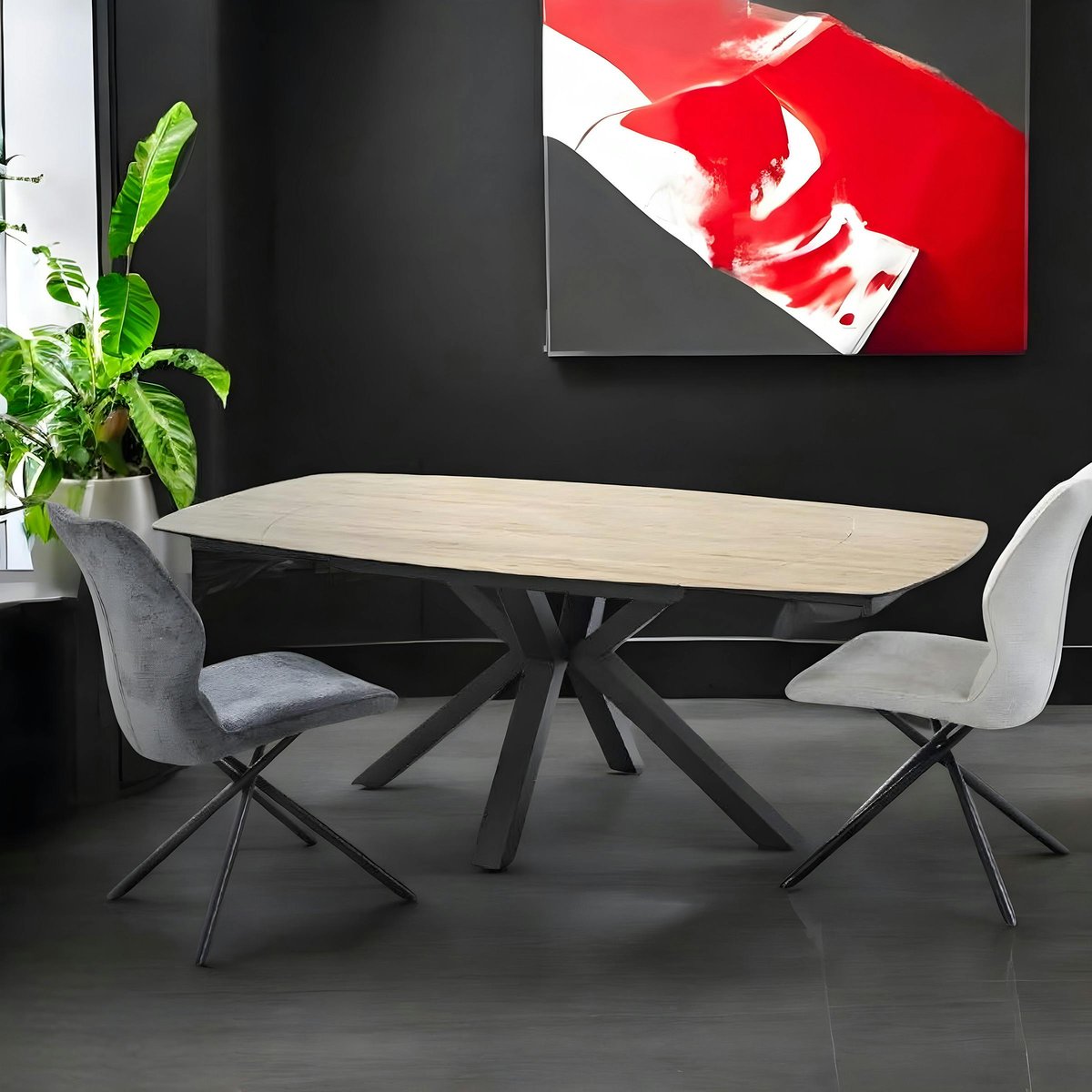 Table extensible en céramique forme ovale effet bois 140-200 cm LOMBARDIE bois naturel, PIER IMPORT