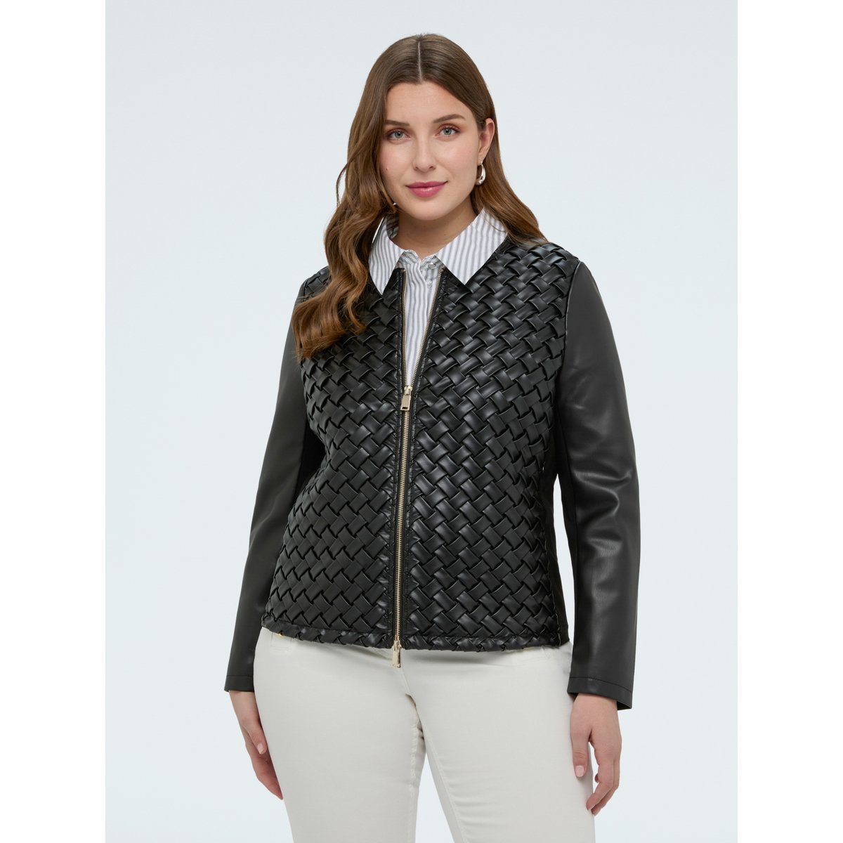 Veste biker avec tressage noir, FIORELLA RUBINO