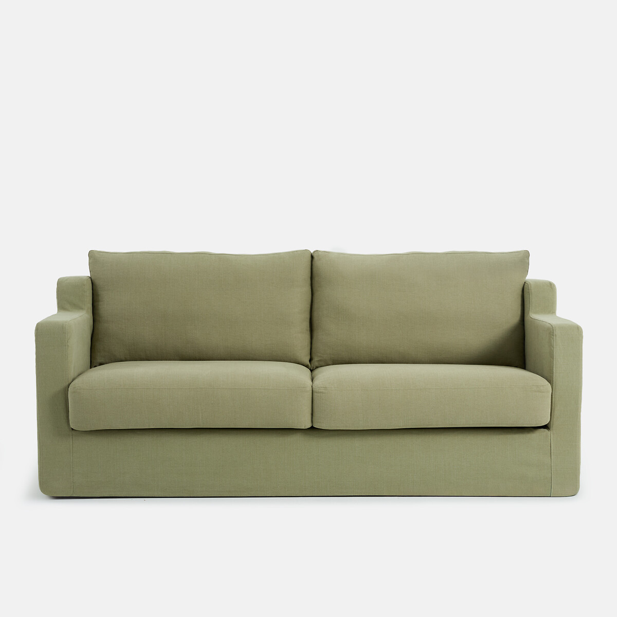 Canapé droit déhoussable, 2, 3 ou 4 places, en coton et lin, LINETTO vert clair, LA REDOUTE INTERIEURS