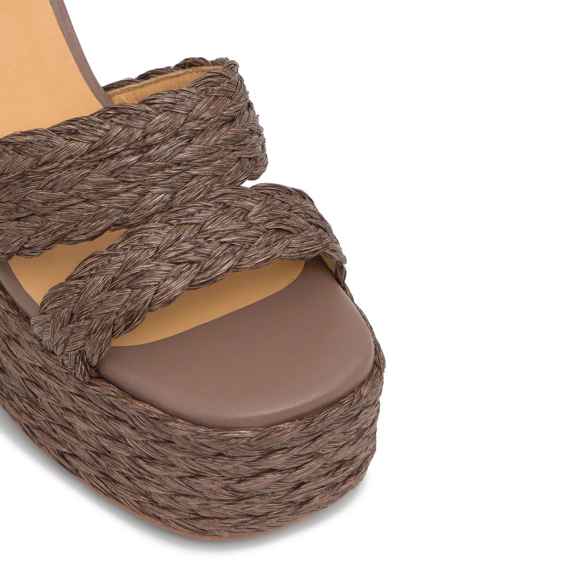 Sandales en raphia à talon haut FRESA ULTRA PLATFORM taupe, CASTANER