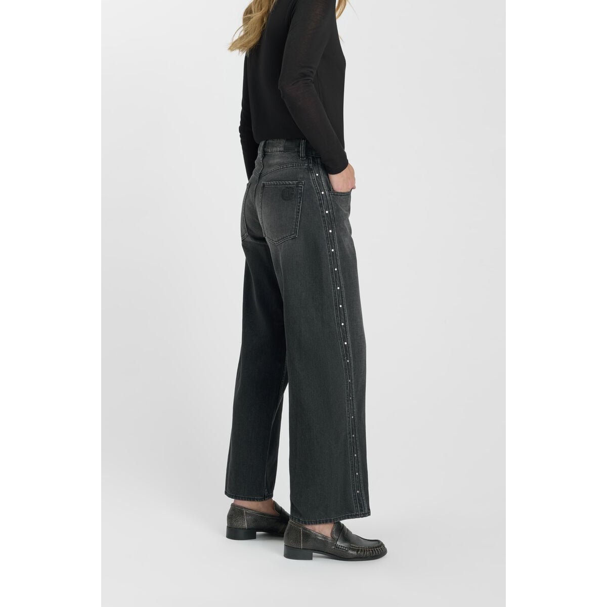 Jeans loose, large LEALY, longueur 34 black / black, LE TEMPS DES CERISES