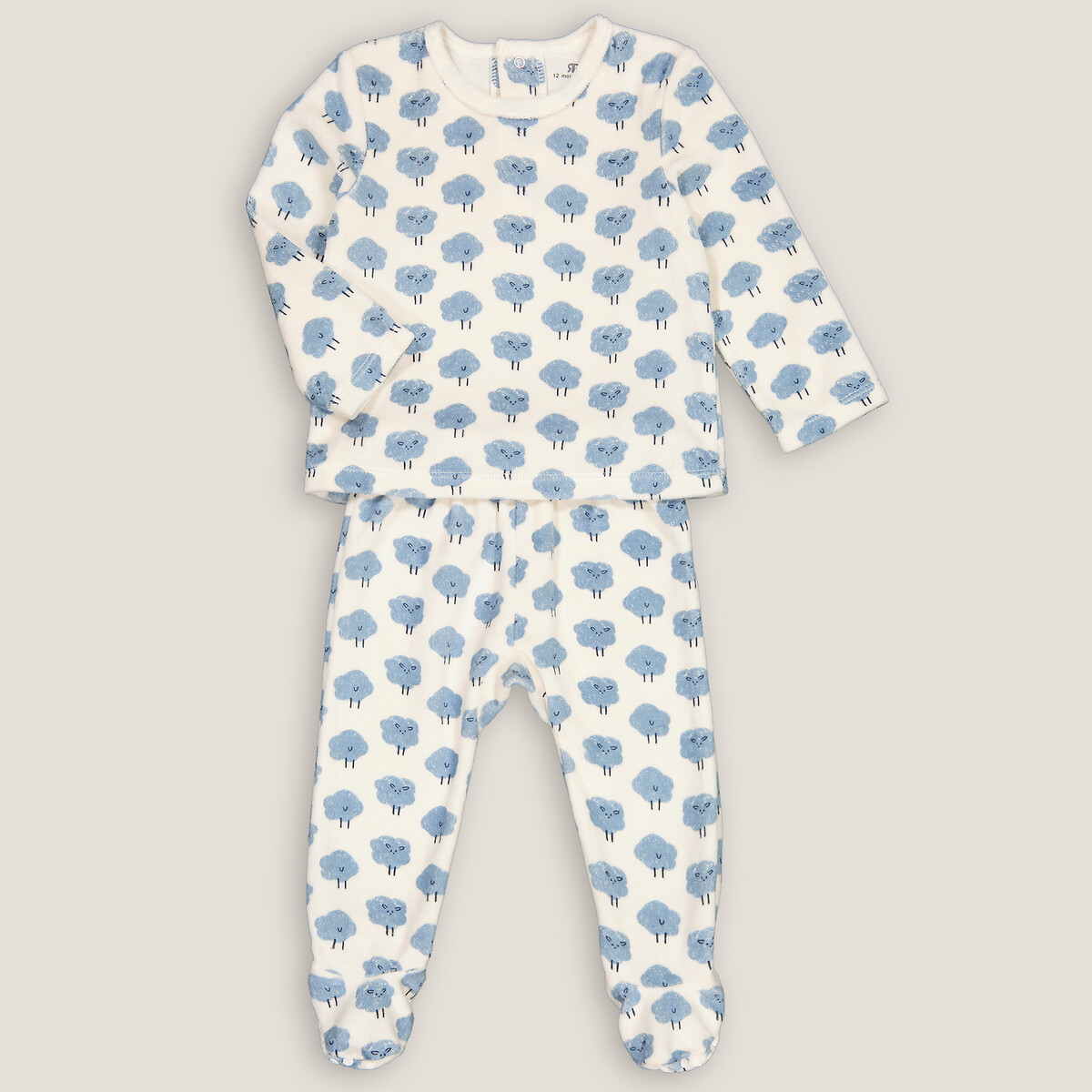 Pyjama 2 pièces à pieds en velours multicolore, LA REDOUTE COLLECTIONS