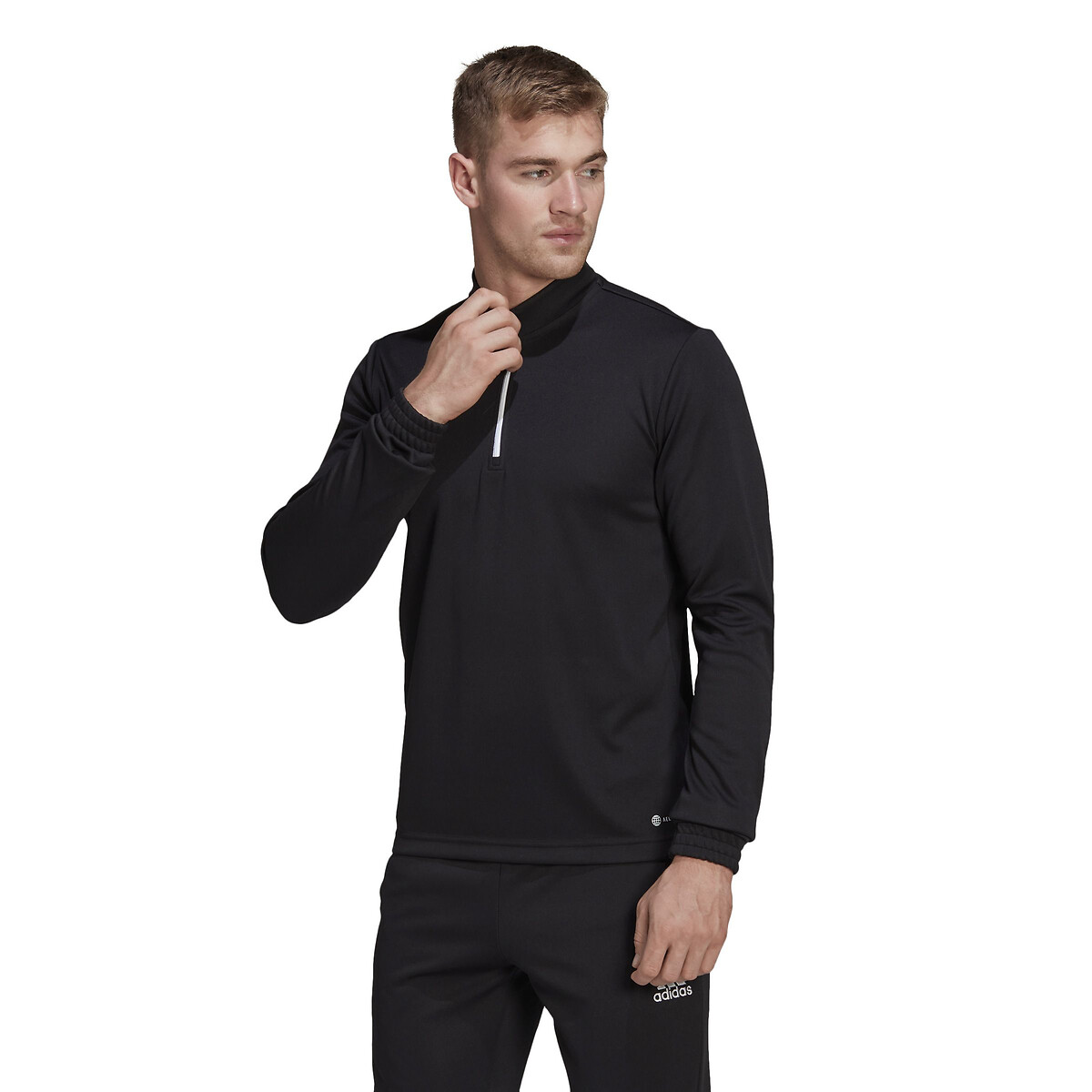Sweat 1/4 zippé d'entrainement football noir, adidas Performance
