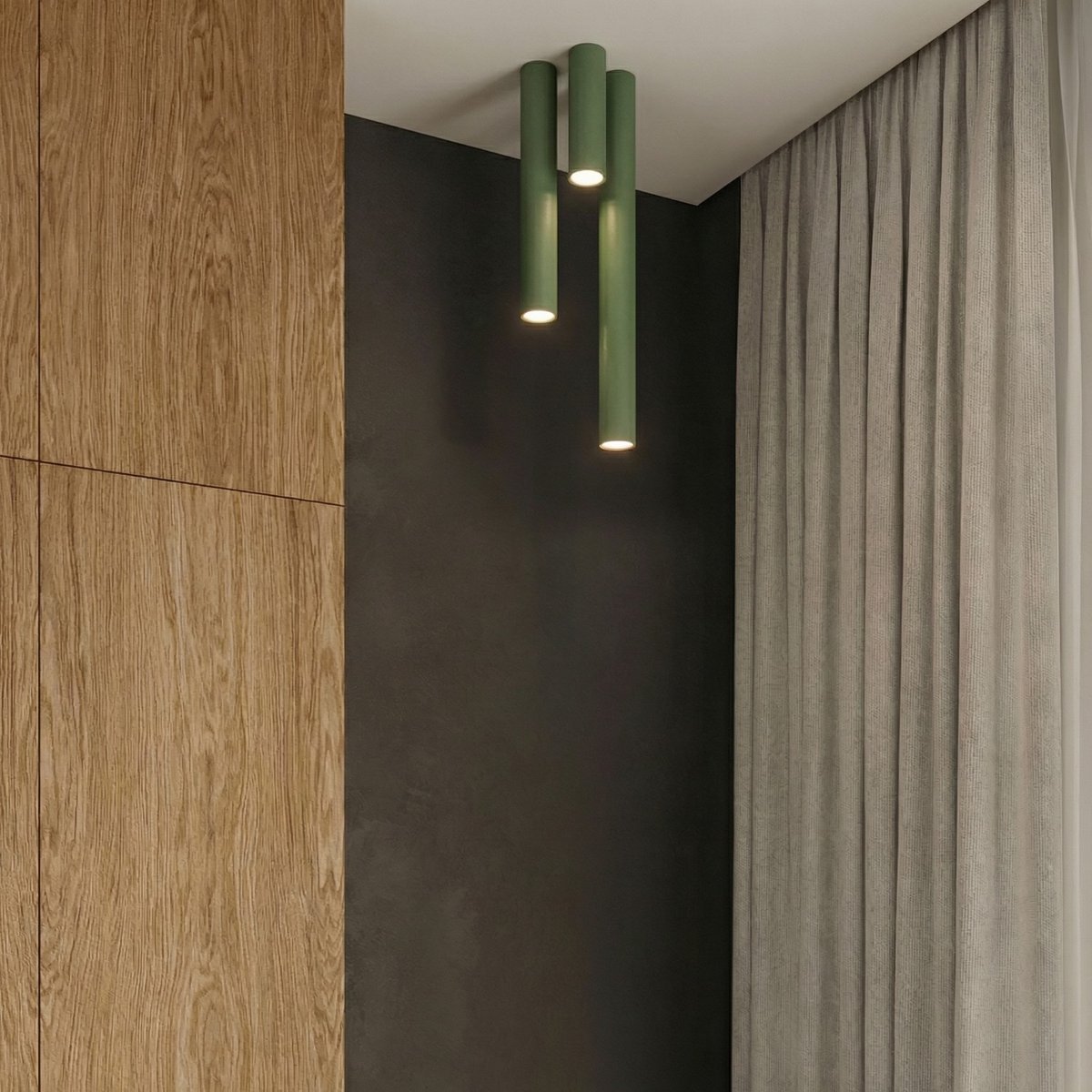 Plafonnier Acier Vert Olive GU10 1 LAGOS vert olive, EDEN