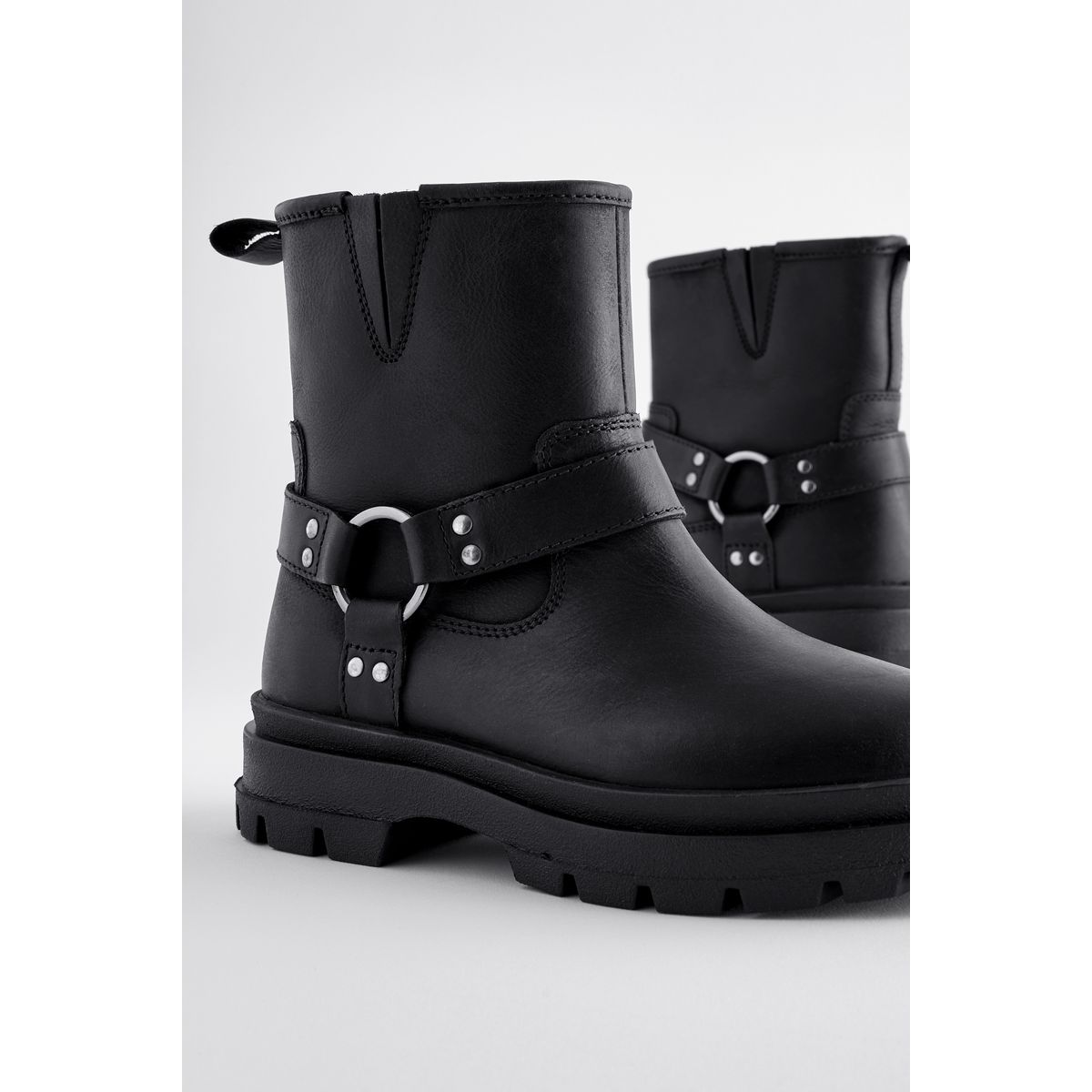 Bottines style motard noir, NEXT