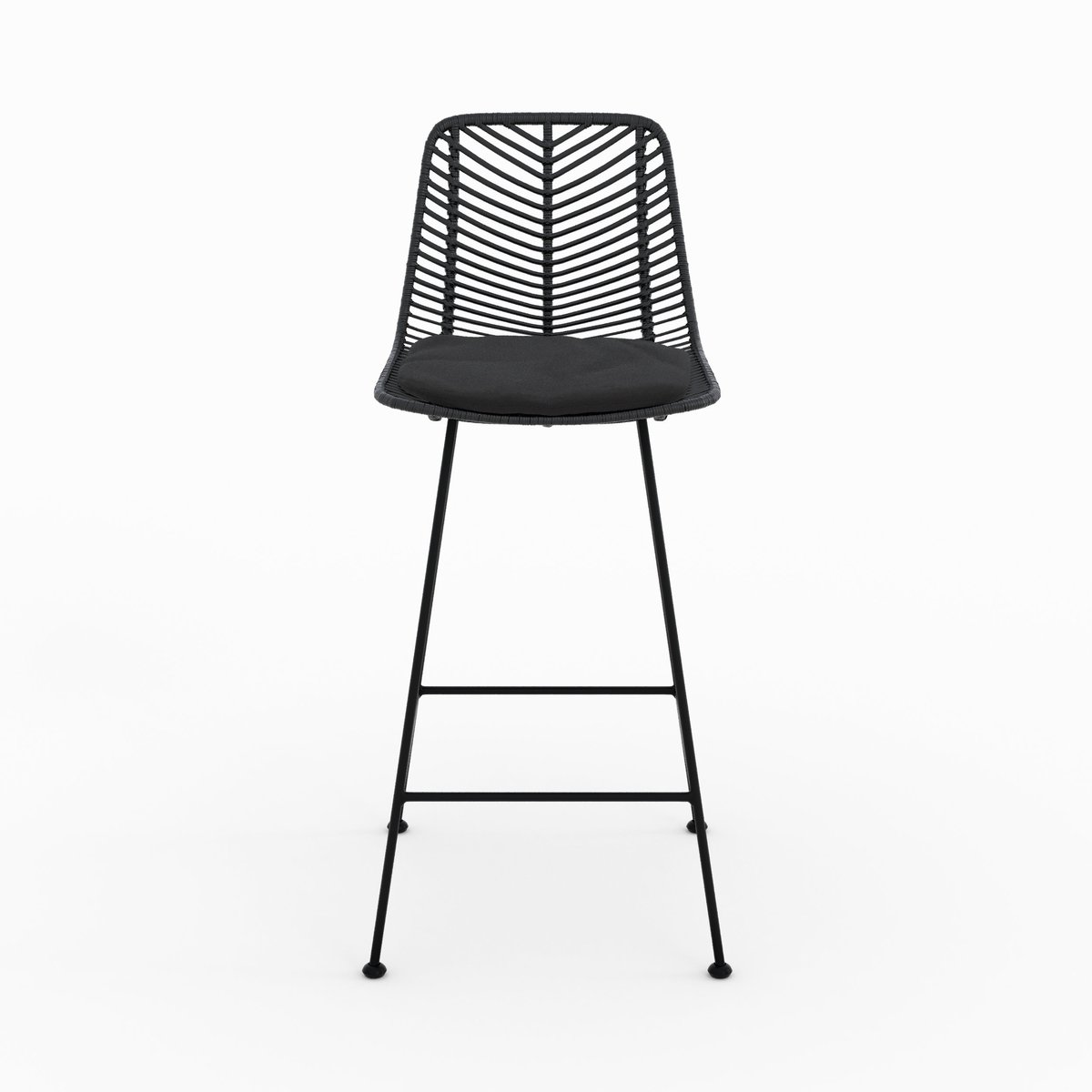 Lot de 2 chaises pour îlot central 66 cm en rotin - TAMARA noir, MAISON PAVANE