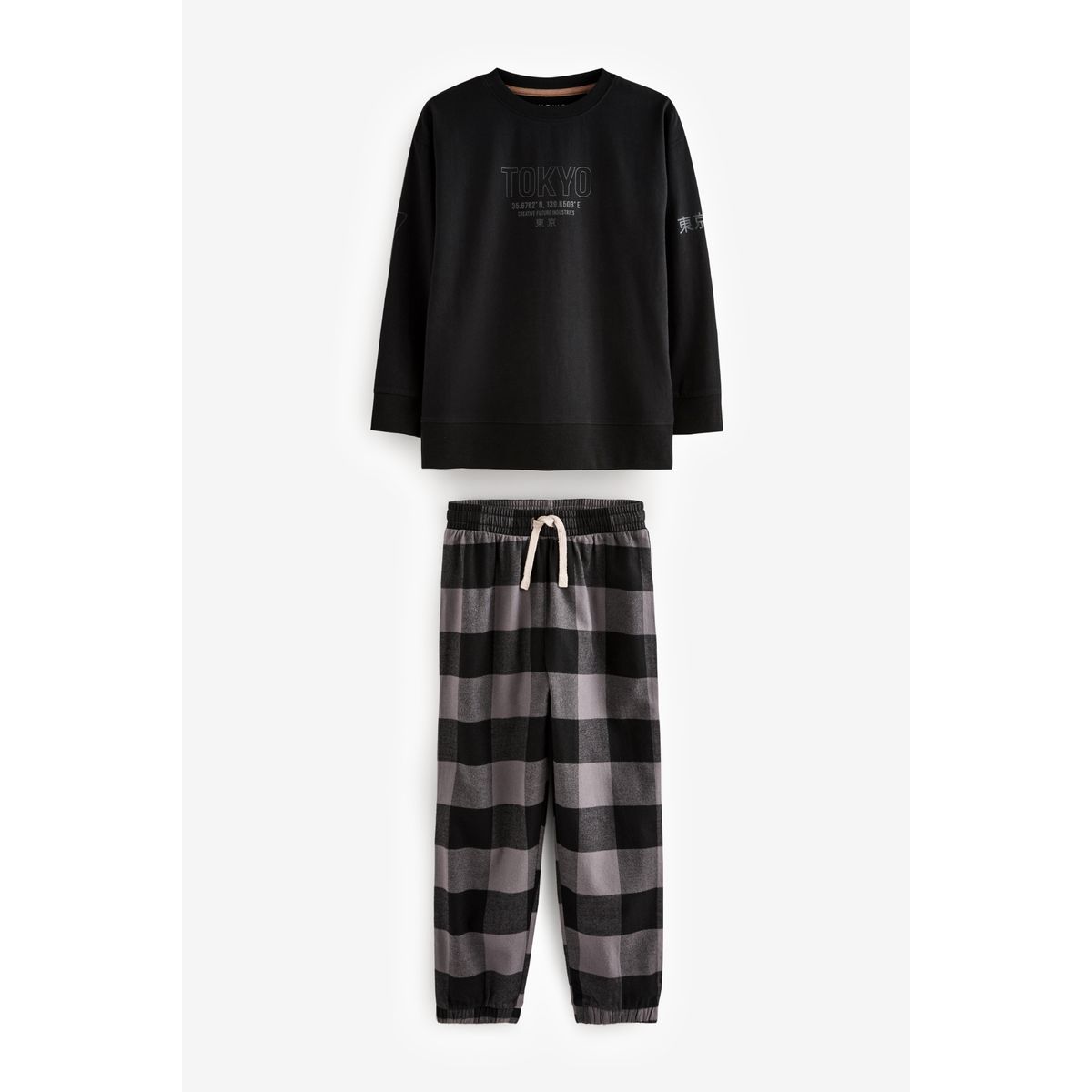 Pyjama tissé à carreaux, lot de 3 naturel/noir, NEXT