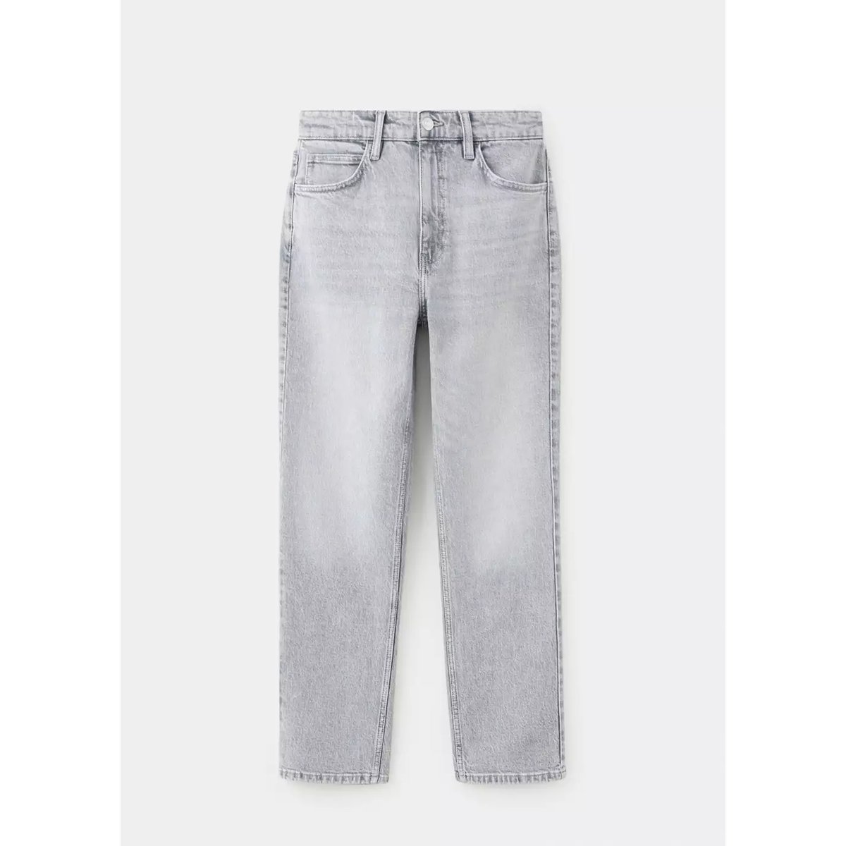Jean Newmom confort taille haute gris denim, MANGO