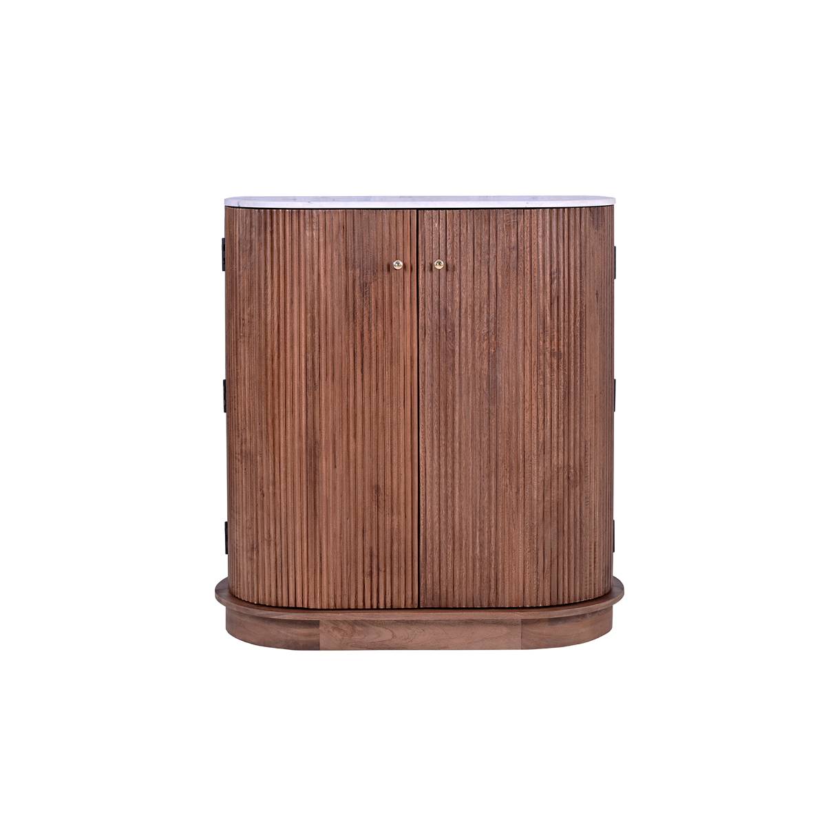 Meuble bar en bois de manguier et en marbre ELVINA couleur unique, MADE IN MEUBLES