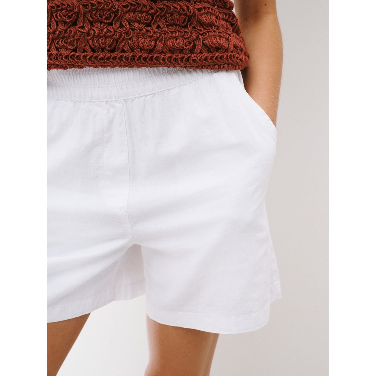 Short d’été en lin majoritaire blanc, NEXT