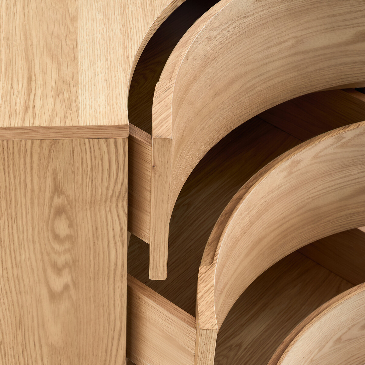 Mueble bajo esquinero, 3 cajones, para armario modular, en chapa de roble, EVORIA natural, AM.PM