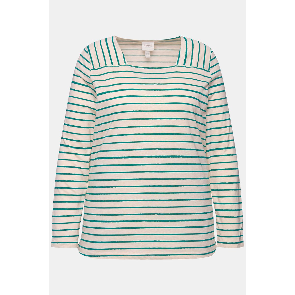 T-shirt rayé en coton bio vert émeraude, ULLA POPKEN