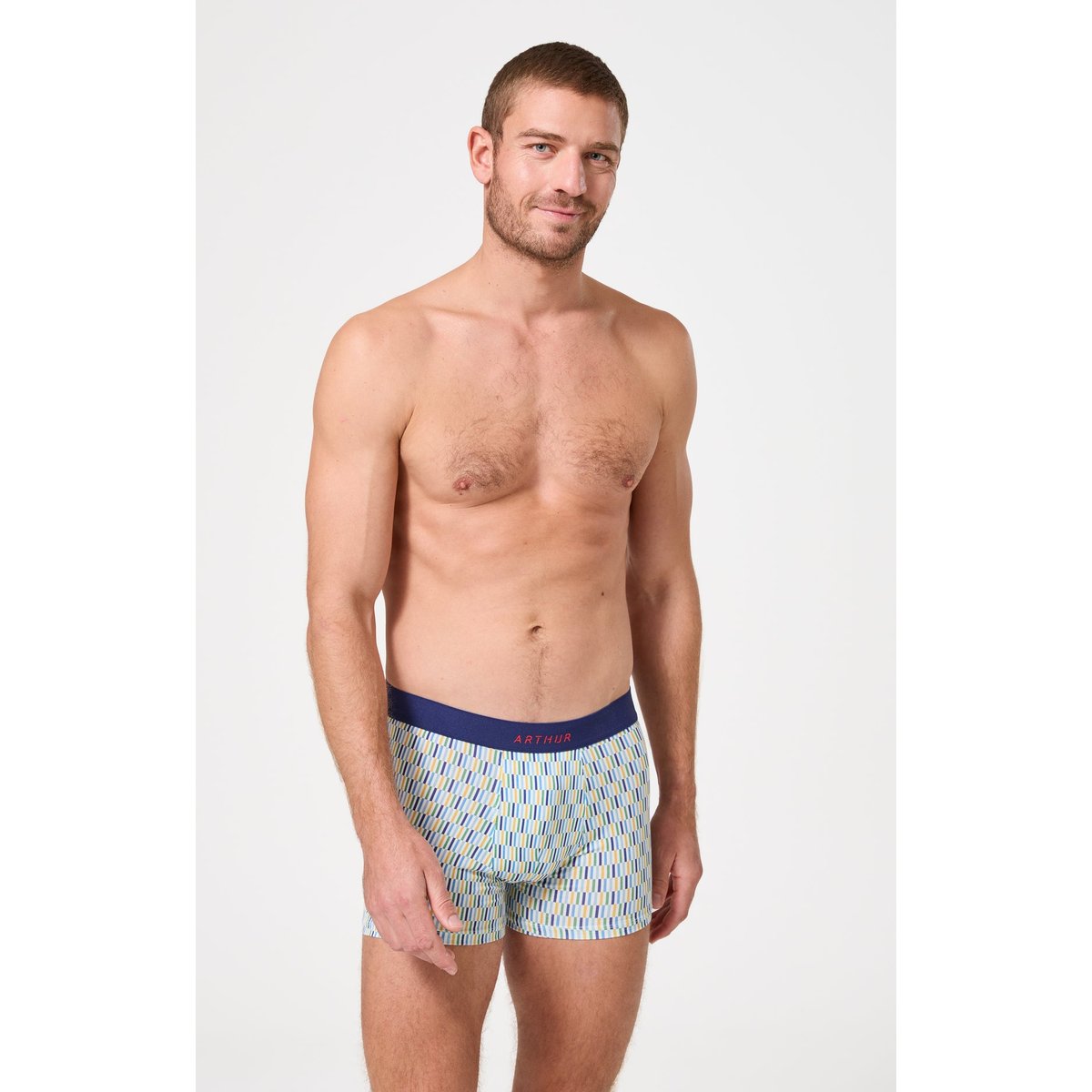Boxer en coton imprimé Décalé multicolore, ARTHUR