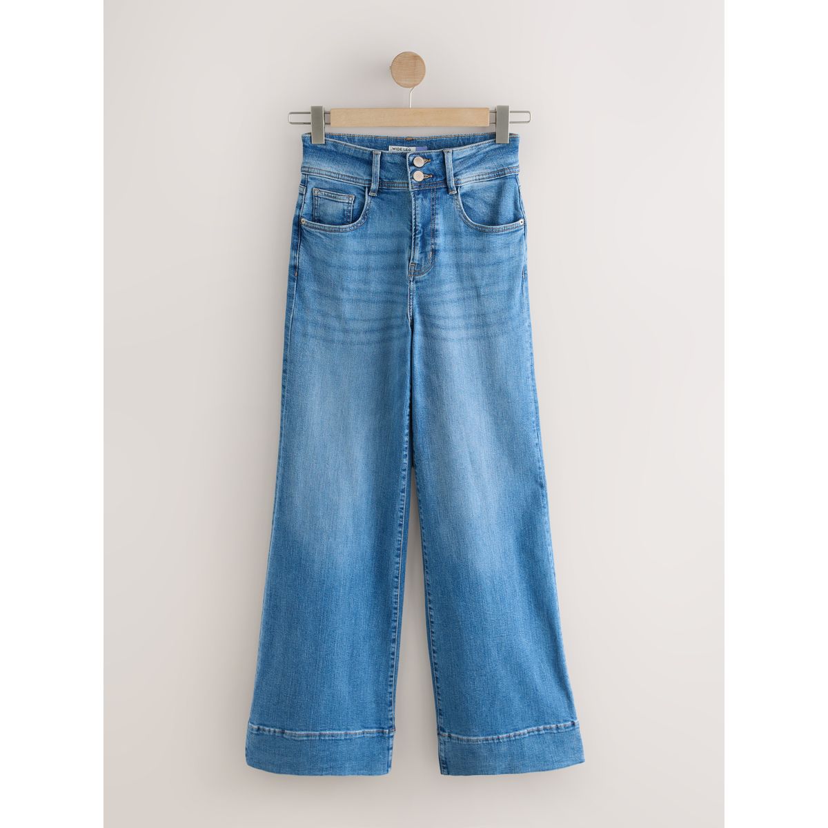 Jean taille haute stretch large, lot de 2 bleu/noir, NEXT