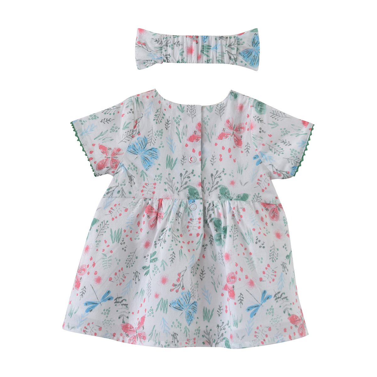 Robe + bandeau edelweiss en voile coton blanc, SUCRE D'ORGE
