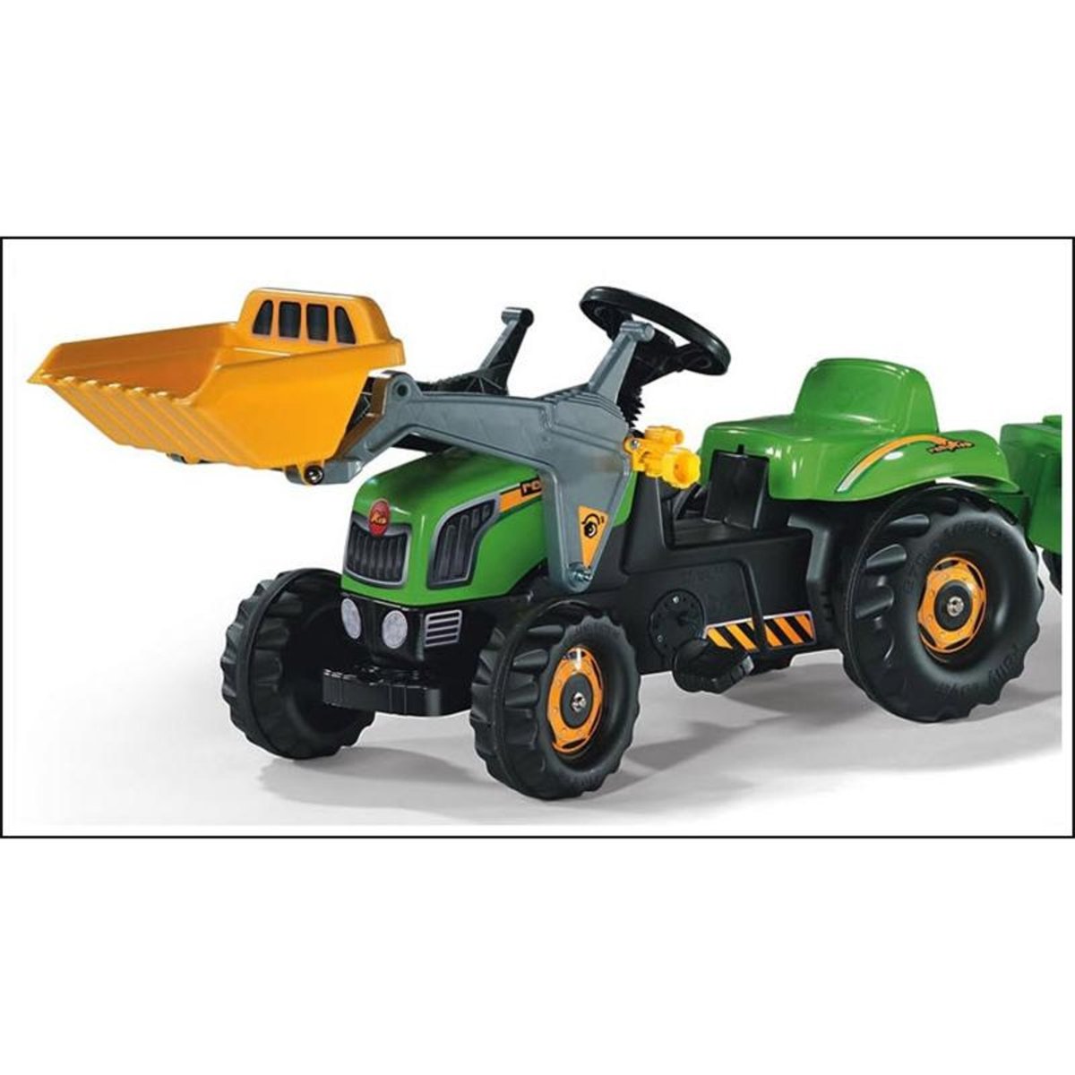 Tracteur a pedales + remorque rollyKid-X vert, ROLLY TOYS