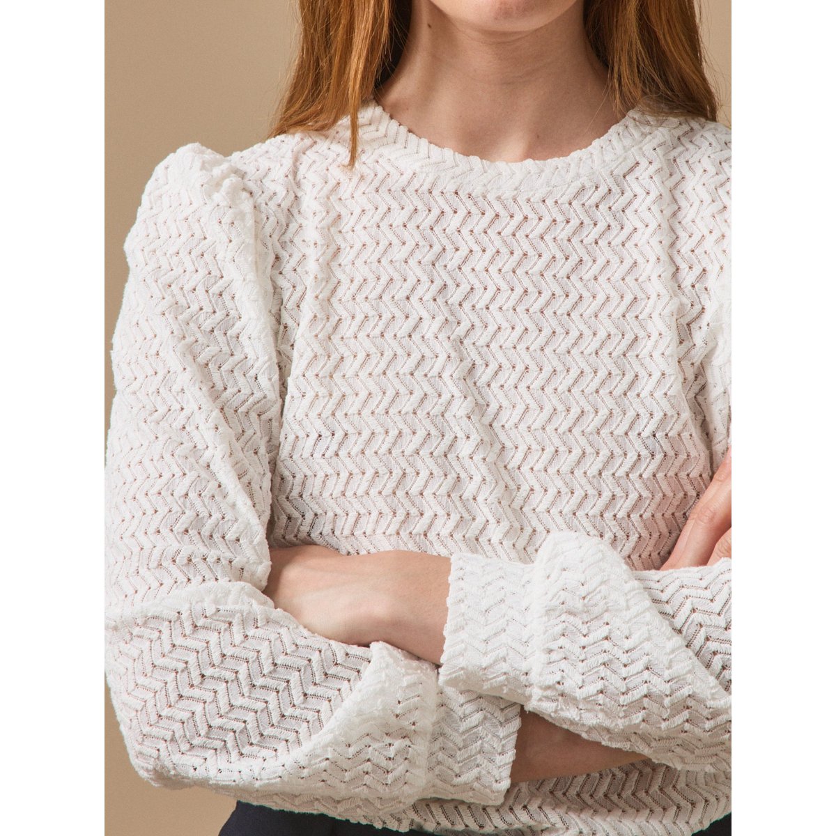 T-shirt jacquard ecru, CYRILLUS