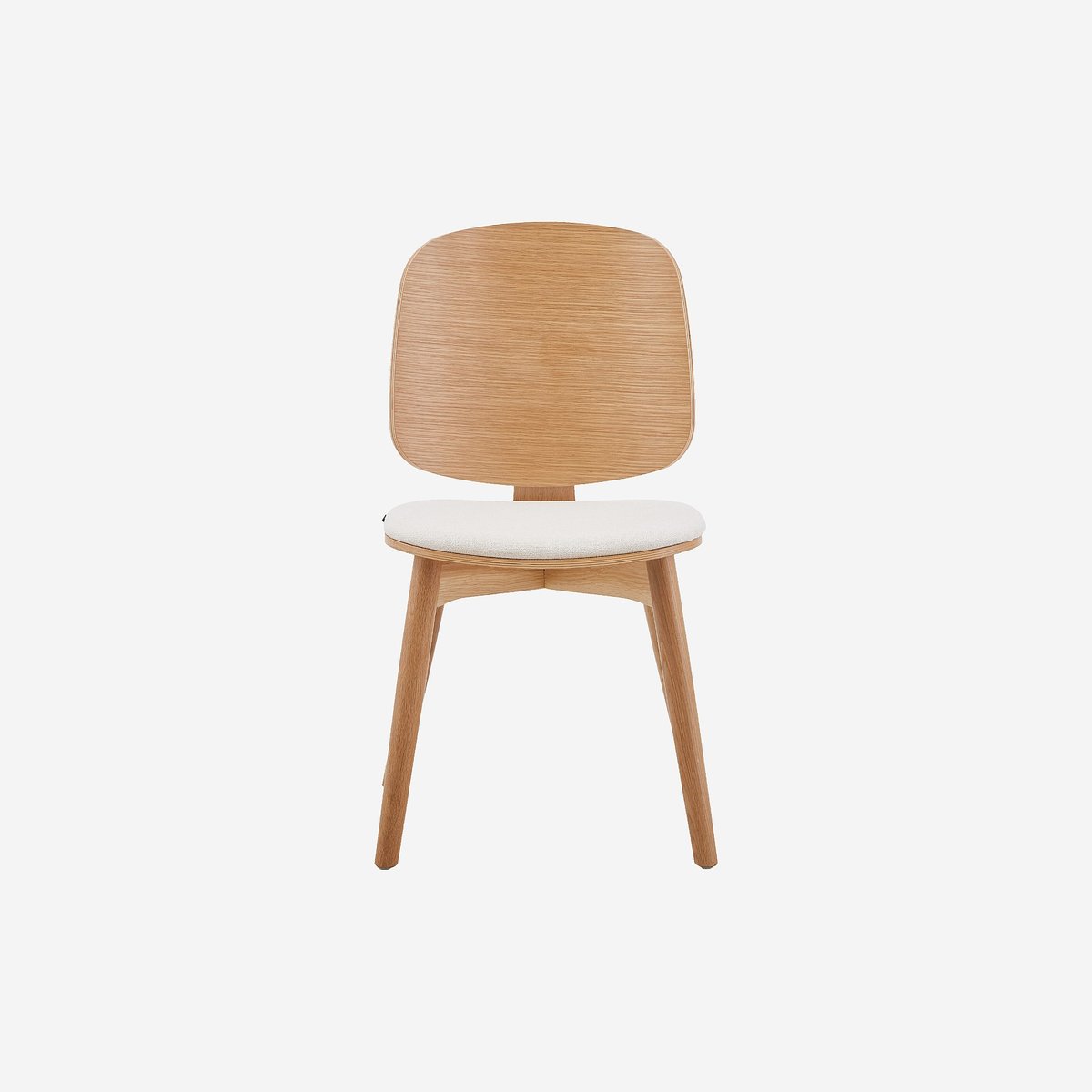 Lot de 2 chaises en tissu texturé et chêne massif crème, HABITAT