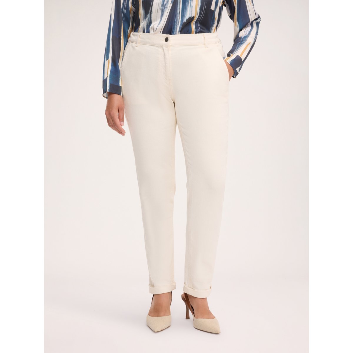 chinos en coton stretch blanc, FIORELLA RUBINO
