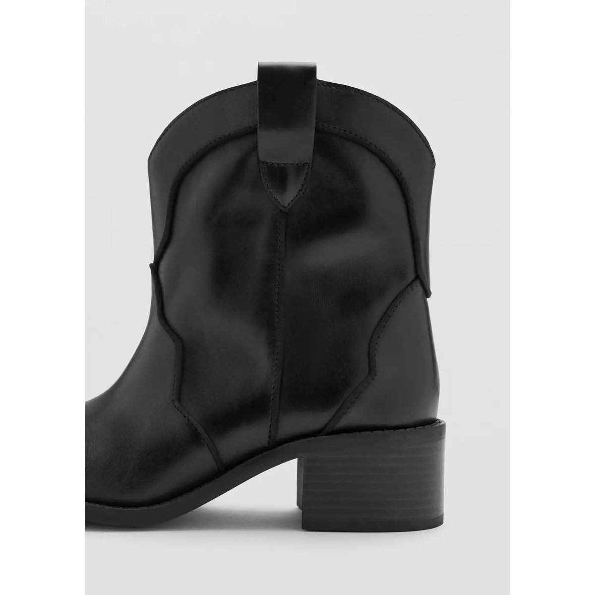 Bottines cuir cowboy noir, MANGO TEEN