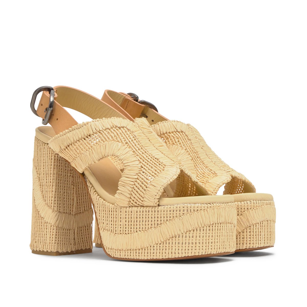 Sandales en raphia à talon haut FRANCINA ULTRA PLATFORM naturel, CASTANER