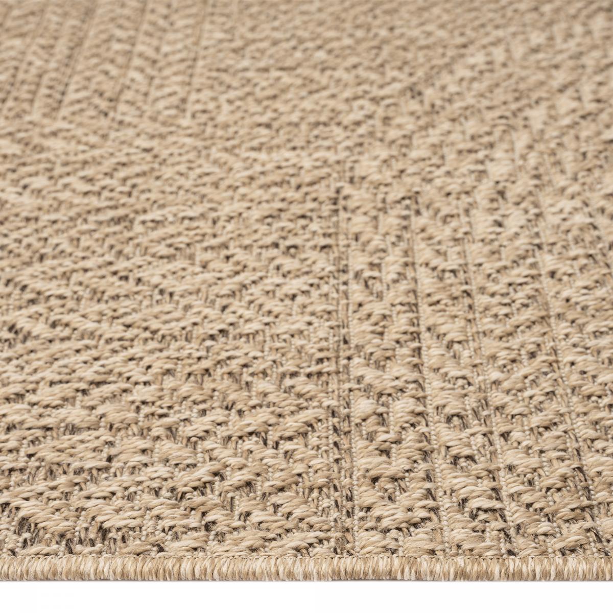 Tapis extérieur intérieur LYN13 REZA aspect jute motif arc-en-ciel ton sur ton beige, UN AMOUR DE TAPIS