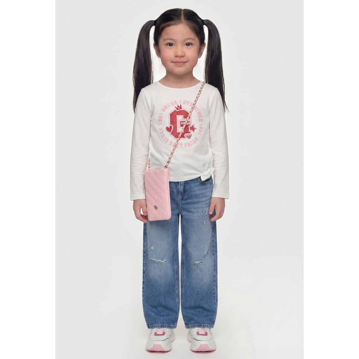T-Shirt Avec Logo Pailleté blanc, GUESS KIDS