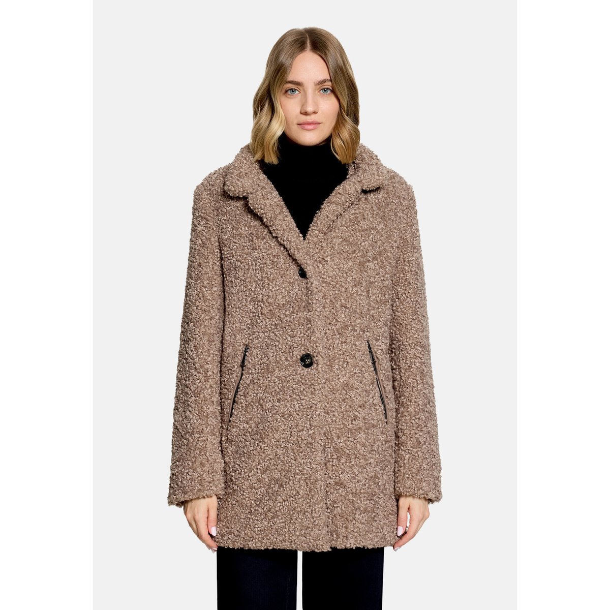 Veste en peluche avec partie veste sans manches amovible marron, AMBER & JUNE