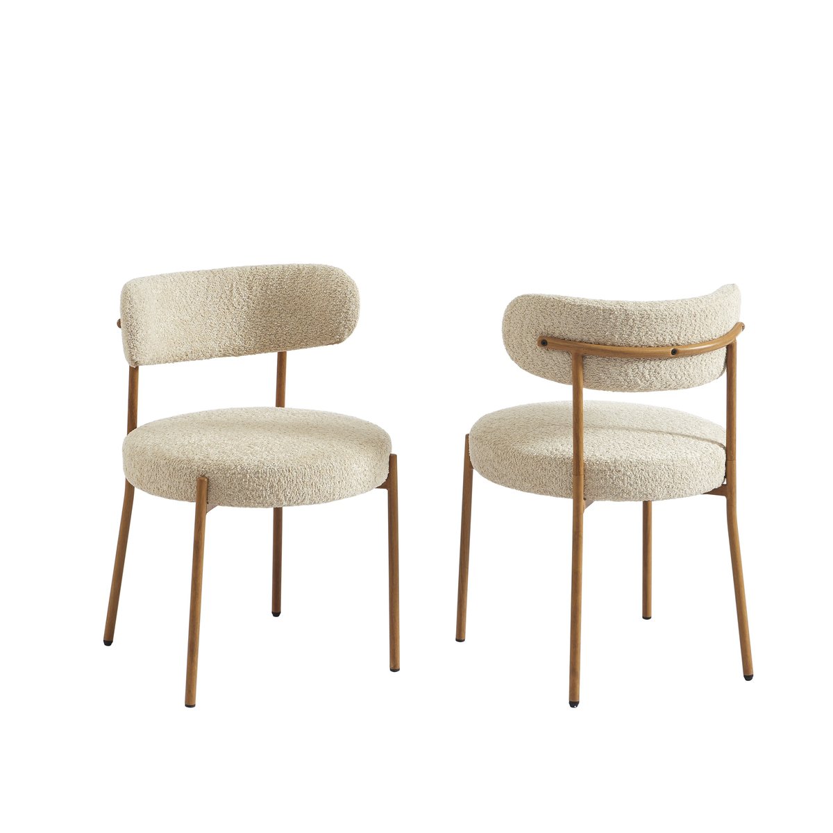 Chaises tissu pieds métal (lot de 2) NOA beige, BAÏTA
