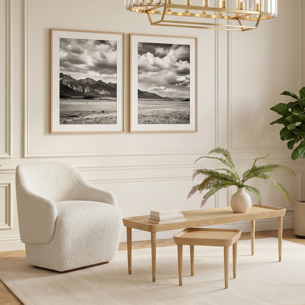 Table basse longiligne style contemporain, pieds en chêne massif MALIBU beige, ROBIN DES BOIS