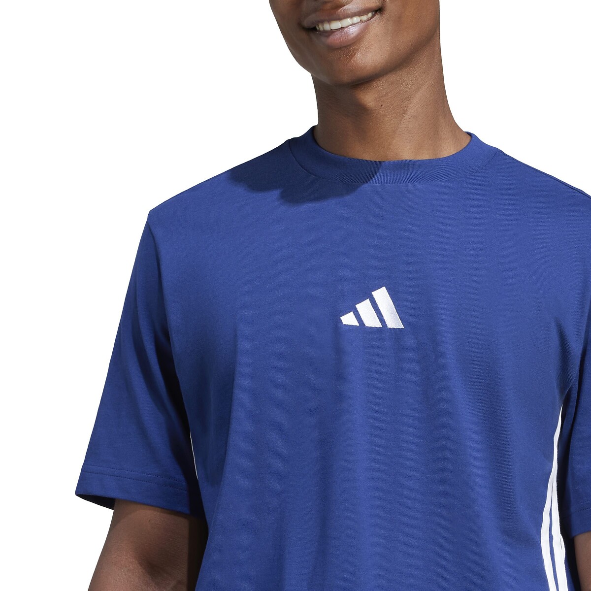 T-Shirt Essentials 3-Stripes Single Jersey bleu, ADIDAS SPORTSWEAR