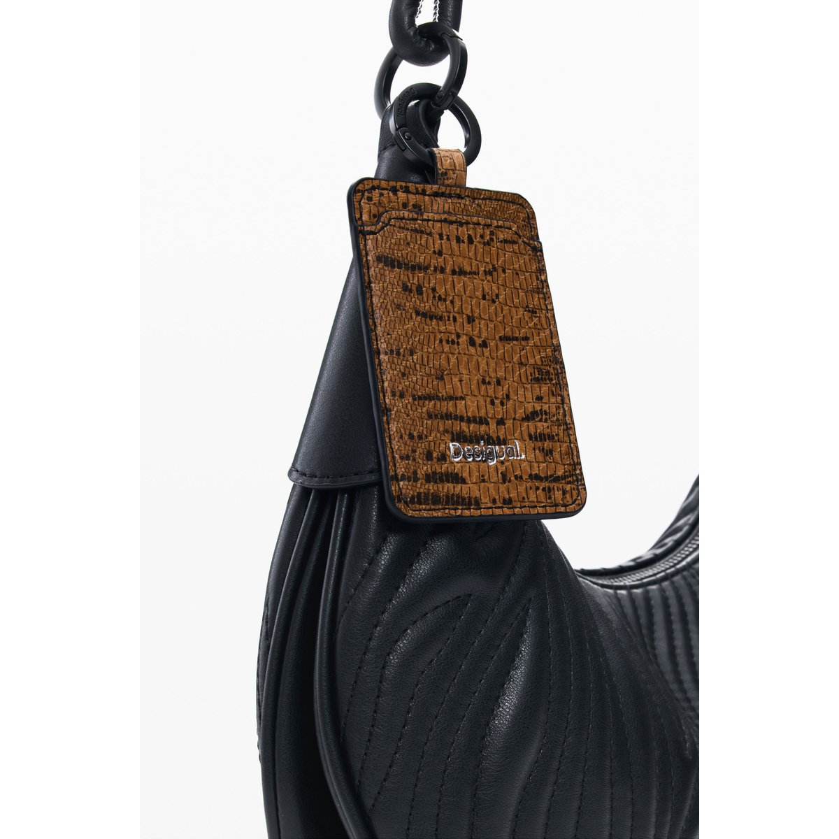 Sac moyen ovale en relief noir, DESIGUAL