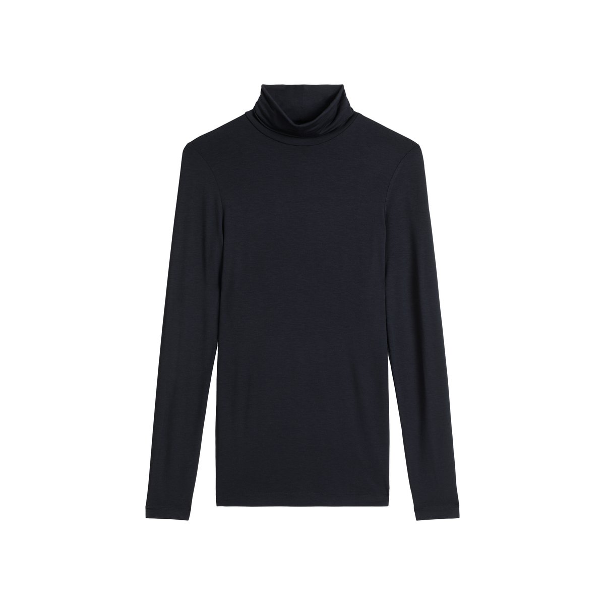T-shirt long à col roulé regular en TENCEL™ Modal bleu foncé, MARC O'POLO