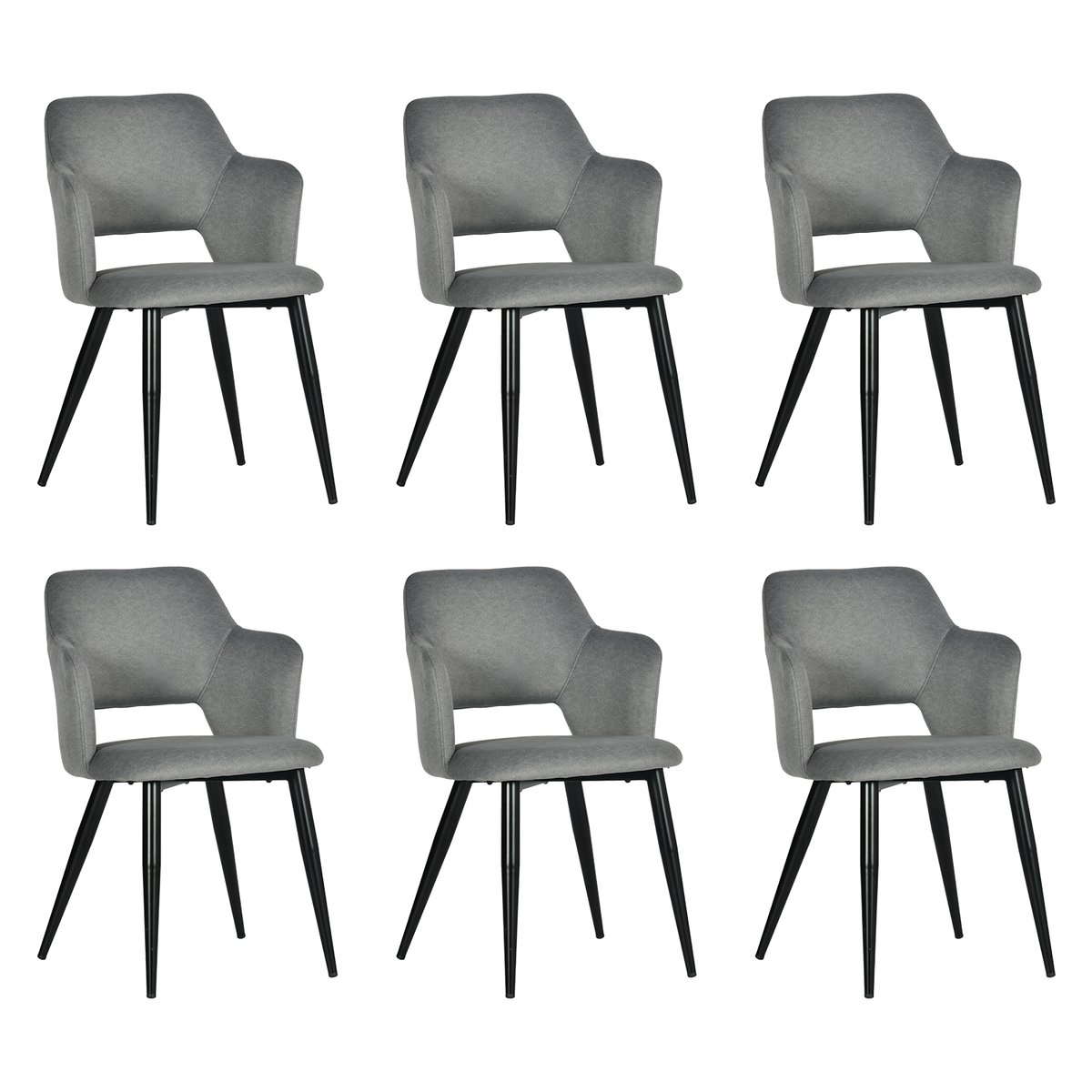 Lot de 6 chaises de salle à manger style scandinaves, AKANJINEW gris, MEUBLES COSY