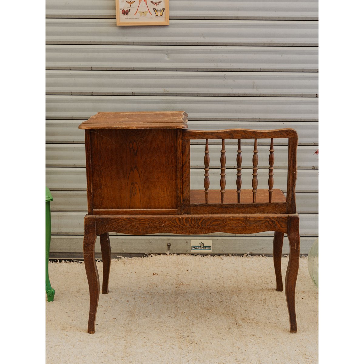 Ancien meuble à téléphone en bois Francine N°1615 - Bon état bois foncé, DEBONGOUT